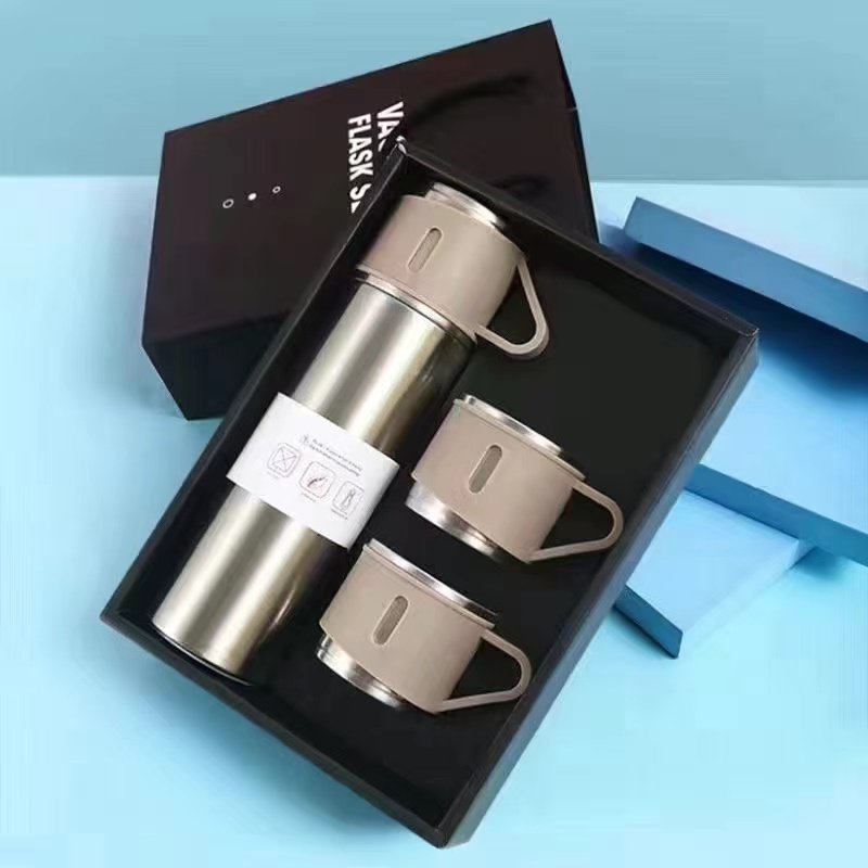 box vacuum gifts insulated flask 304 stainless steel Three-lid thermos cup office business gift box set school water bottle