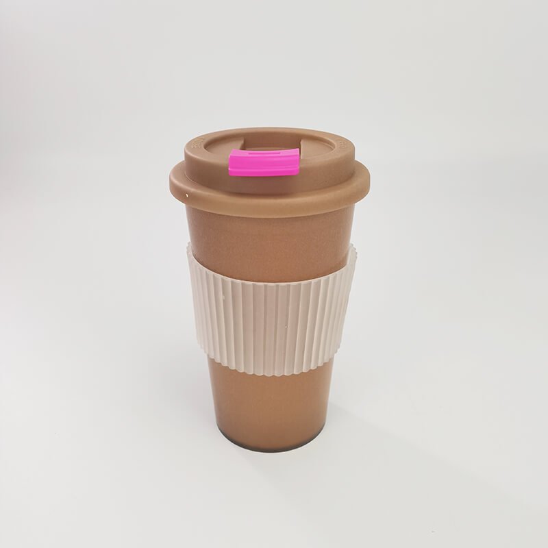 Wholesale Eco-friendly 450ml reusable bamboo fiber biodegradable tea cup with lid coffee mug for office and home coffee cup