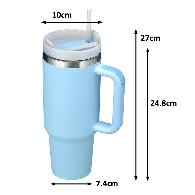 custom 40oz metal cup insulated sport GYM water bottle stainless steel vacuum travel mug 40oz 40 oz tumbler with handle