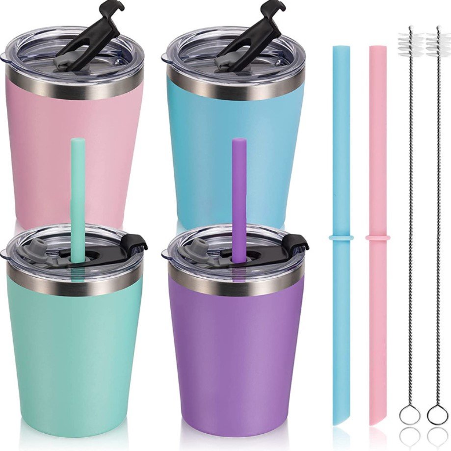 Top seller kids water bottle double wall stainless steel vacuum flask children water bottle with straw
