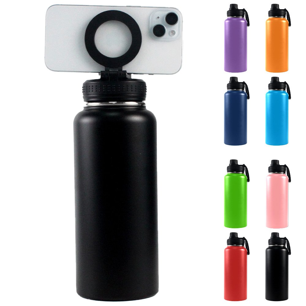 New Design Sports Unique Gifts Vacuum Flasks Thermoses Custom Logo Magnet Water Bottle with Magnetic Phone Holder Stainless
