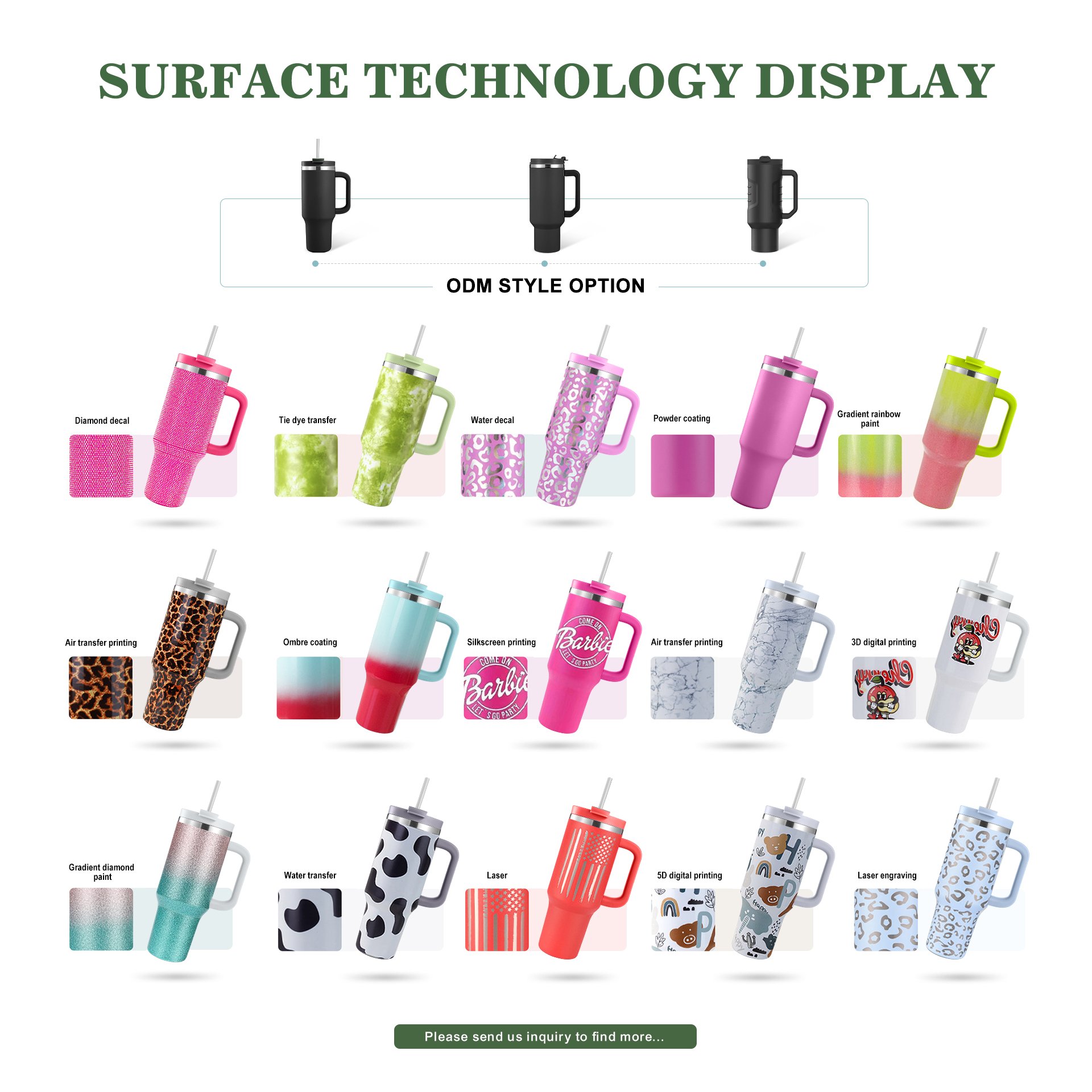 1$ Everich Hot sale Latest Beer Cups Blank 40oz Stainless Steel Vacuum Insulated Tumbler with handle Travel Mug