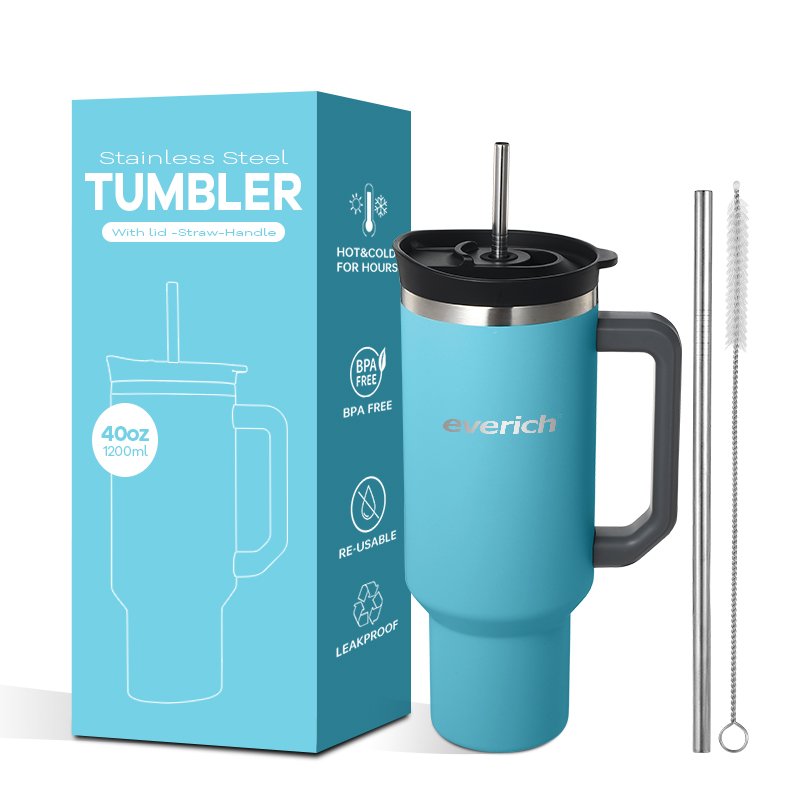1$ Everich Hot sale Latest Beer Cups Blank 40oz Stainless Steel Vacuum Insulated Tumbler with handle Travel Mug