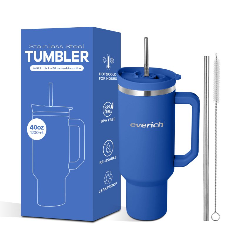 1$ Everich Hot sale Latest Beer Cups Blank 40oz Stainless Steel Vacuum Insulated Tumbler with handle Travel Mug