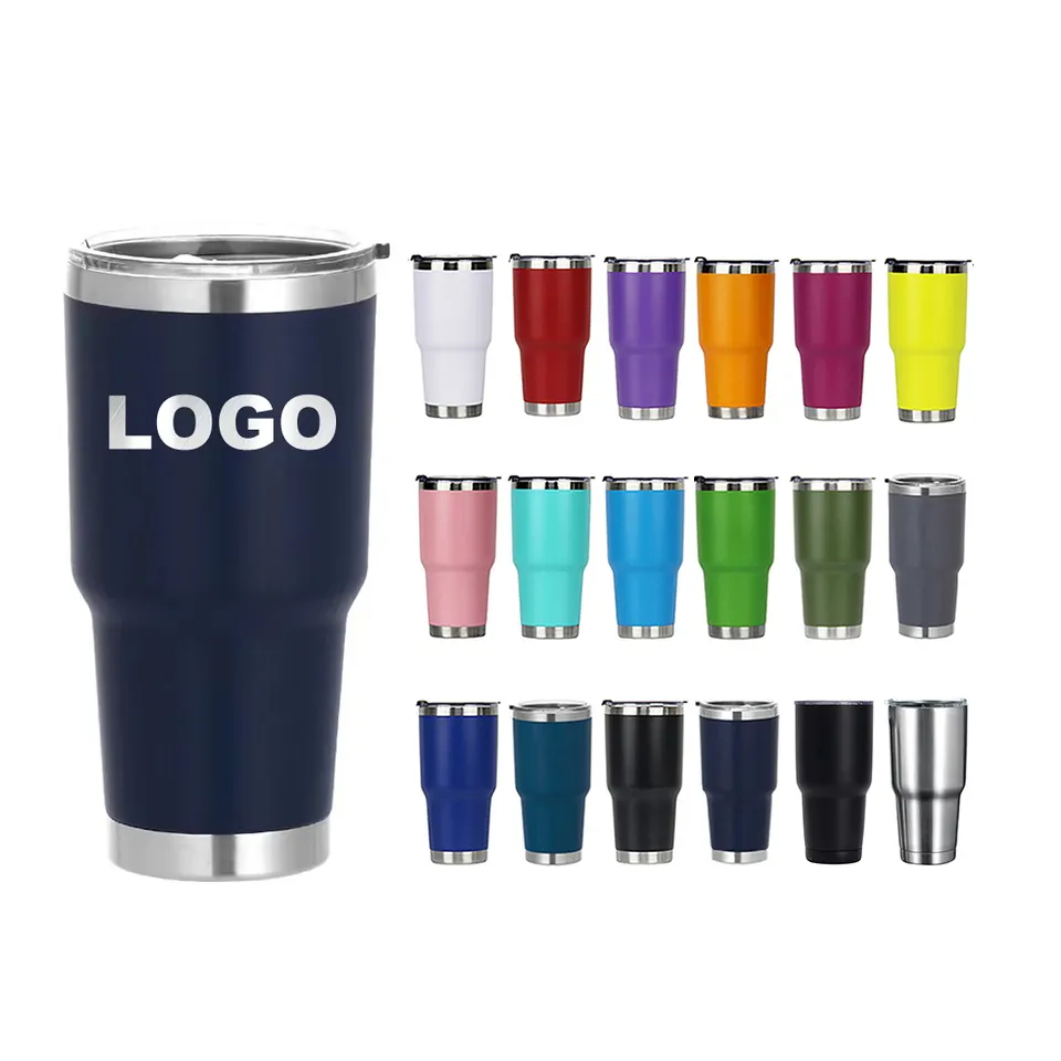 wholesale bulk custom logo 20 oz sublimation Stainless Steel Travel Mugs Vacuum Cup 30 oz 20oz Powder coated Tumblers