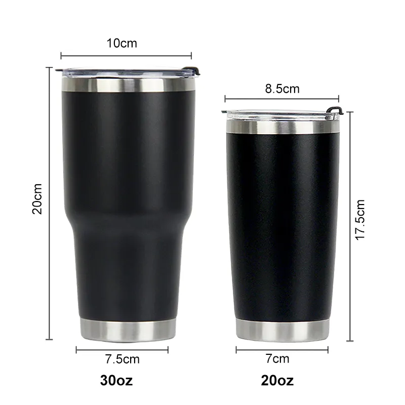 wholesale bulk custom logo 20 oz sublimation Stainless Steel Travel Mugs Vacuum Cup 30 oz 20oz Powder coated Tumblers
