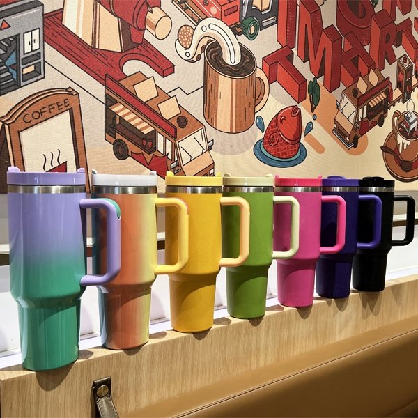 New Arrival 40oz Ice Cold insulated gradient tumbler 18/8 SS recycle straw Cup Sublimation 40 OZ mug