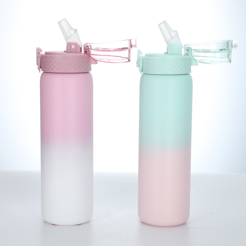 500ml 20oz Stainless Steel Double Wall Water Bottle Thermos Portable Vacuum Flask Sport cup With Straw