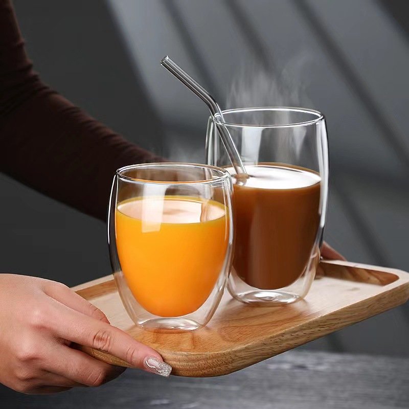 YML factory wholesale high temperature resistance double layer anti-scald glasses tea cup coffee mug home milk cup