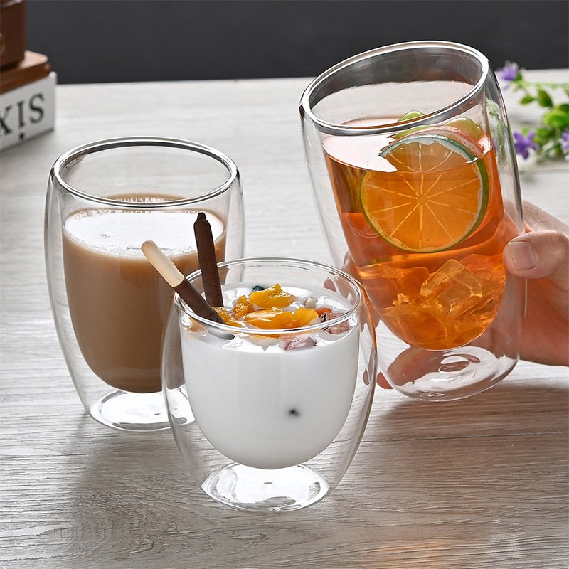 YML factory wholesale high temperature resistance double layer anti-scald glasses tea cup coffee mug home milk cup
