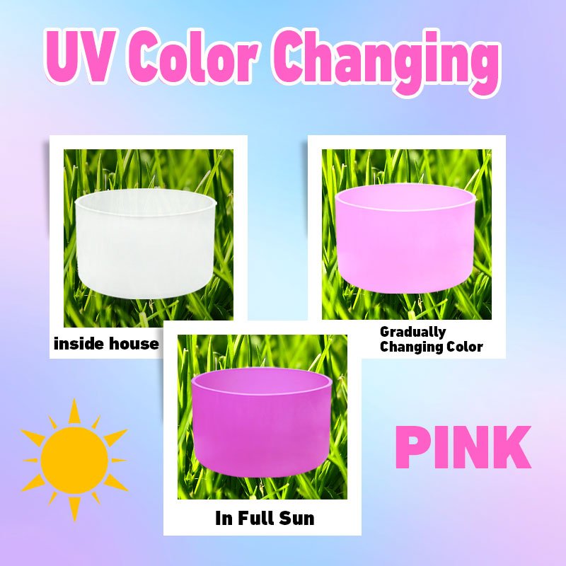UV Color Changing Silicone Boot Water Bottle Bottom Sleeve Cover for Tumbler Silicone Bumper Stainless Steel Water Bottle