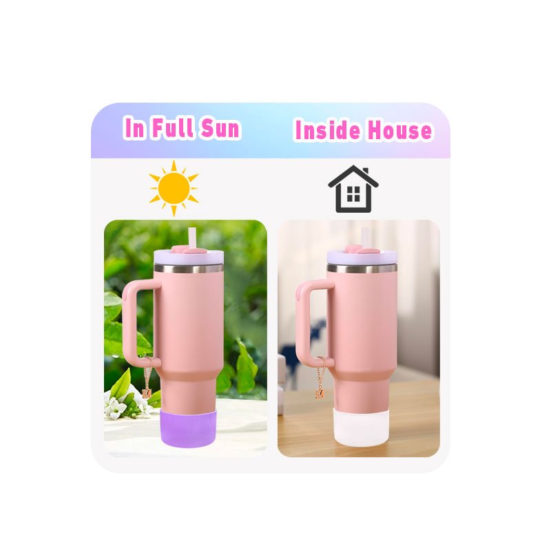 UV Color Changing Silicone Boot Water Bottle Bottom Sleeve Cover for Tumbler Silicone Bumper Stainless Steel Water Bottle