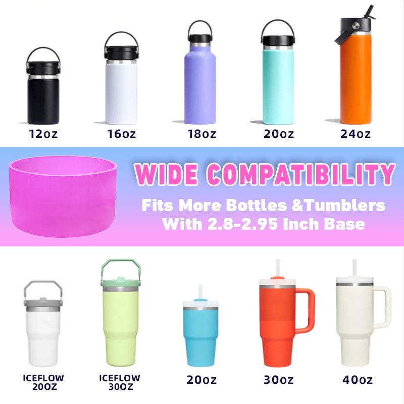 UV Color Changing Silicone Boot Water Bottle Bottom Sleeve Cover for Tumbler Silicone Bumper Stainless Steel Water Bottle