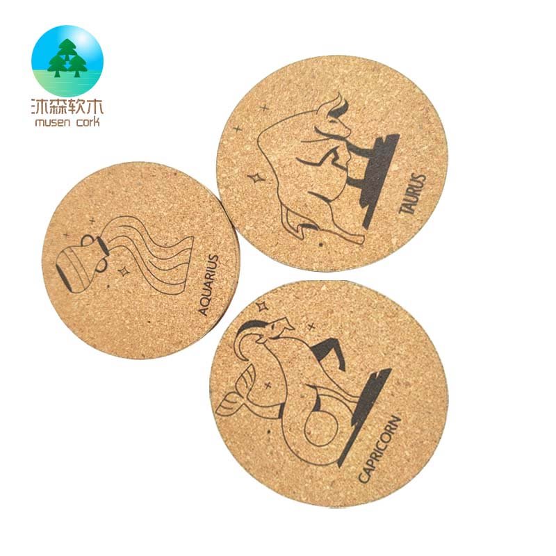 Classic Fashion Design Pure Cork Coaster Personalized Printing Cork Coaster