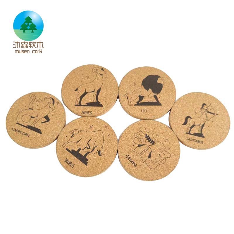 Classic Fashion Design Pure Cork Coaster Personalized Printing Cork Coaster