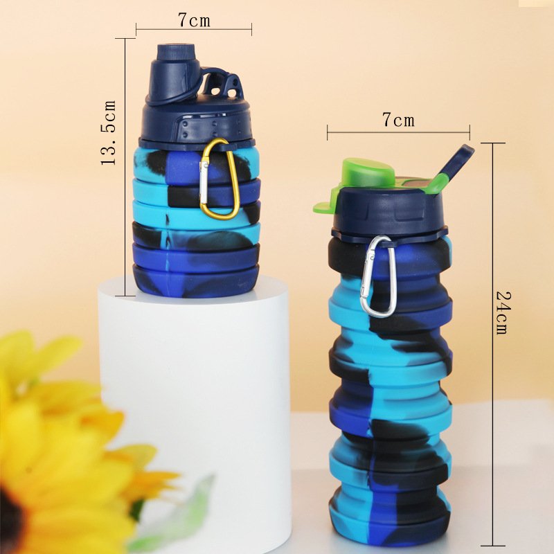500ml silicone retractable water bottle Collapsible Foldable Travel Bottles