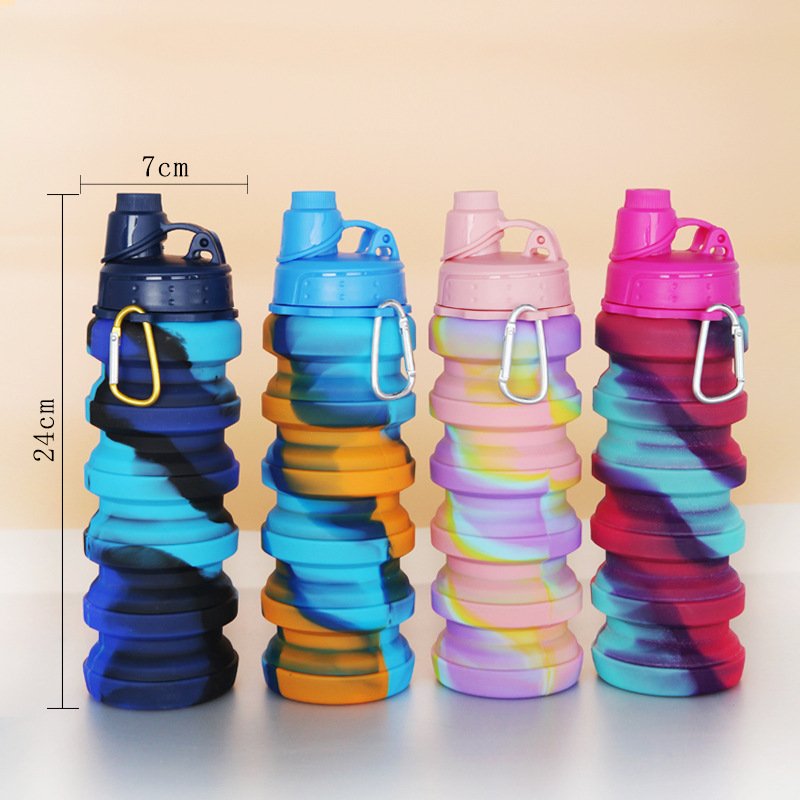 500ml silicone retractable water bottle Collapsible Foldable Travel Bottles