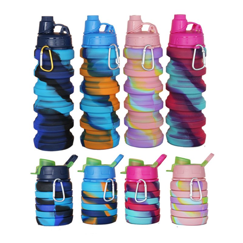500ml silicone retractable water bottle Collapsible Foldable Travel Bottles