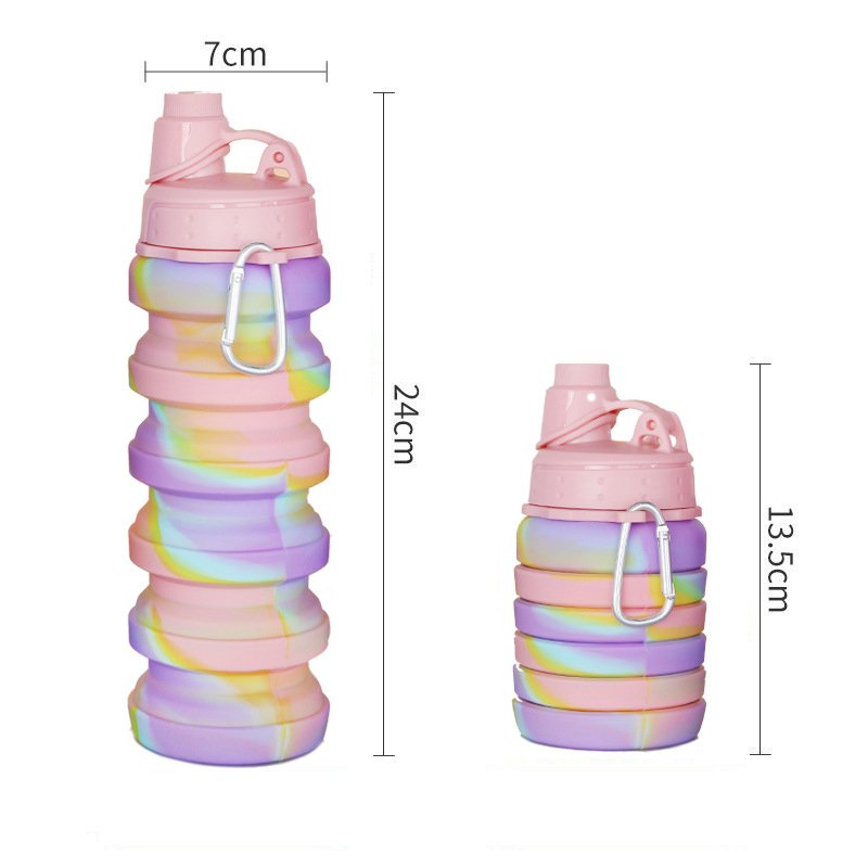 500ml silicone retractable water bottle Collapsible Foldable Travel Bottles