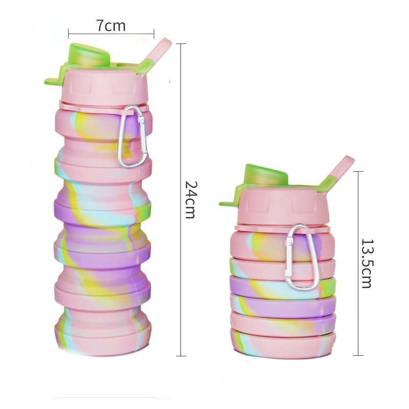 500ml silicone retractable water bottle Collapsible Foldable Travel Bottles
