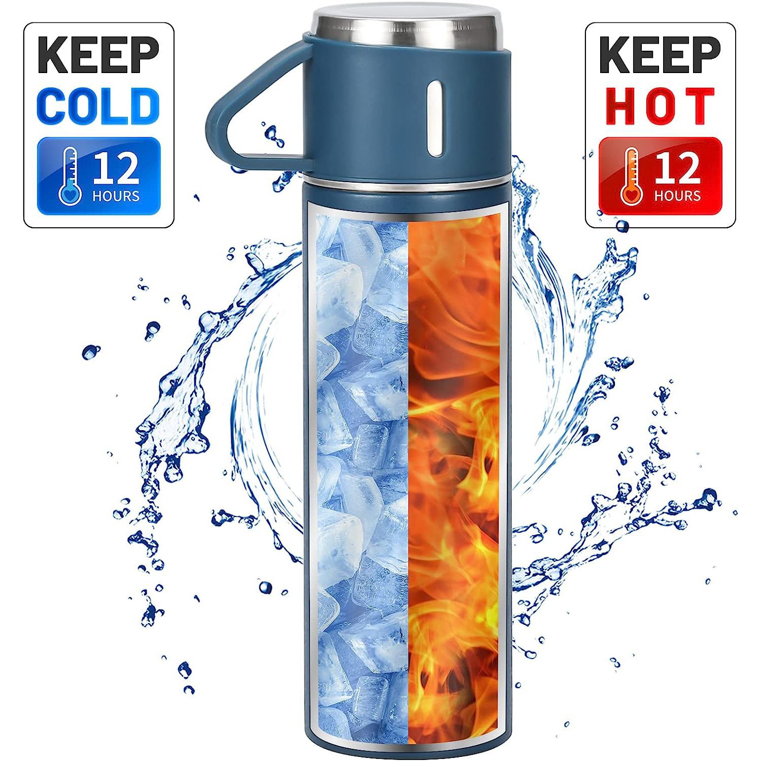 New Design Stainless Steel coffee mug Thermo 500ml/17oz water bottle vacuum flask mug gift box set with three cup