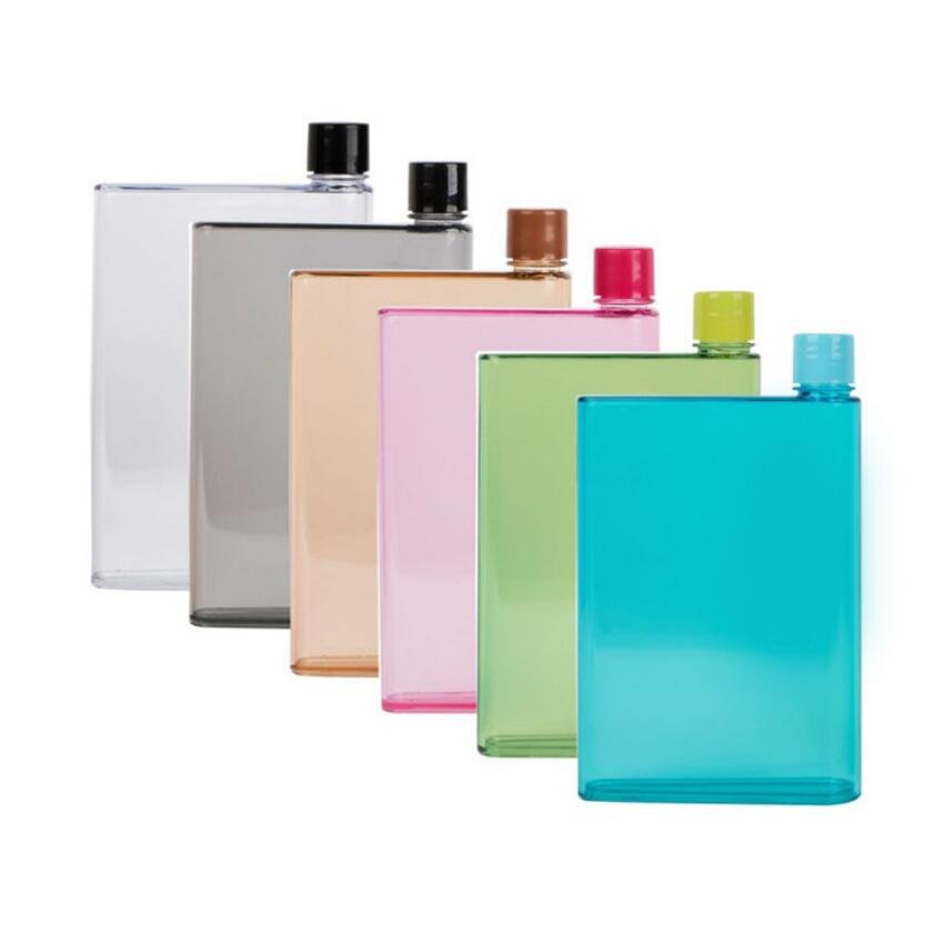 BPA free A5 A6 size notebook flat water bottle custom logo and color