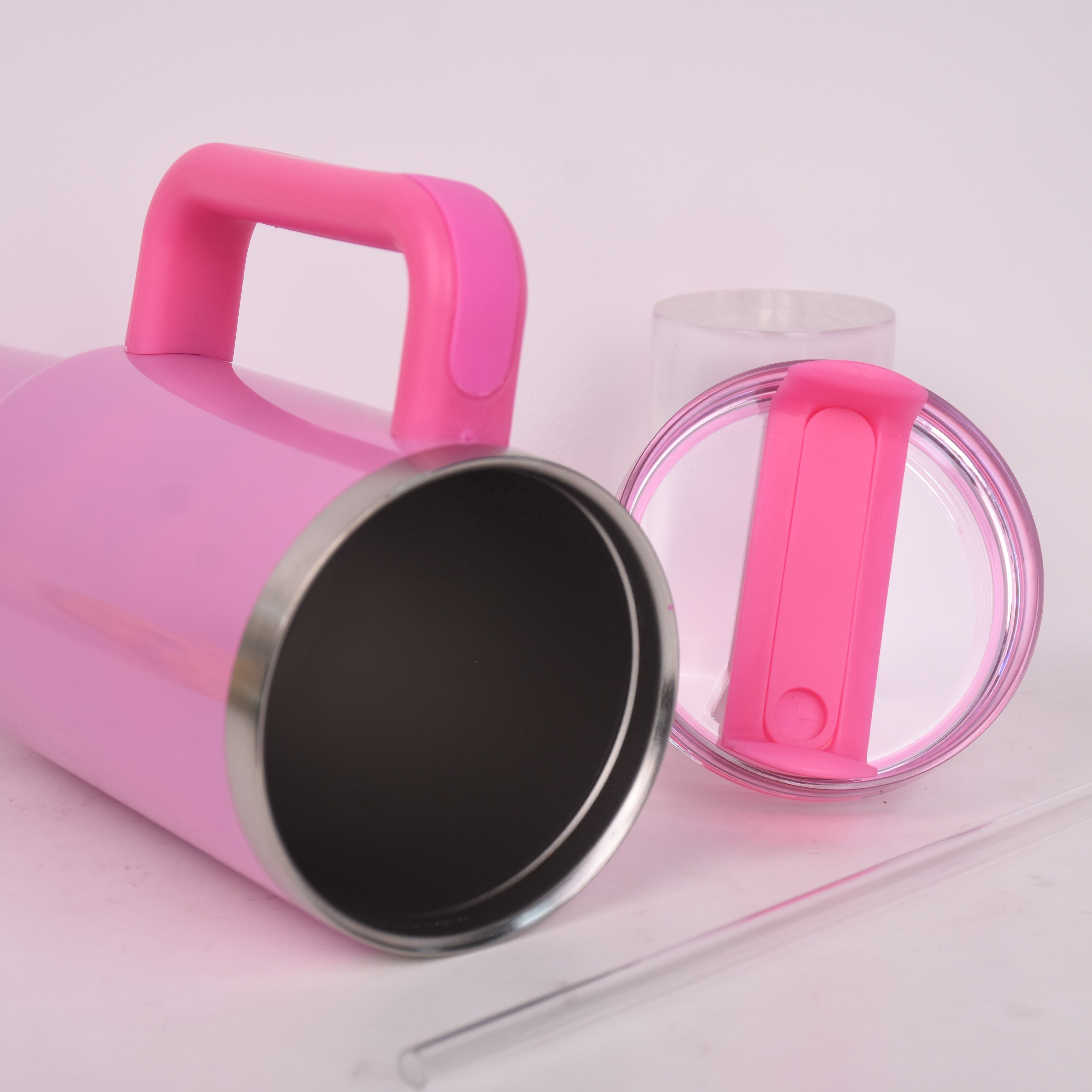 2024 40oz H2.0 Travel Adventure Winter Pink Tumbler Sublimation Glitter Shinny Stainless Steel Vacuum Mug With Handle