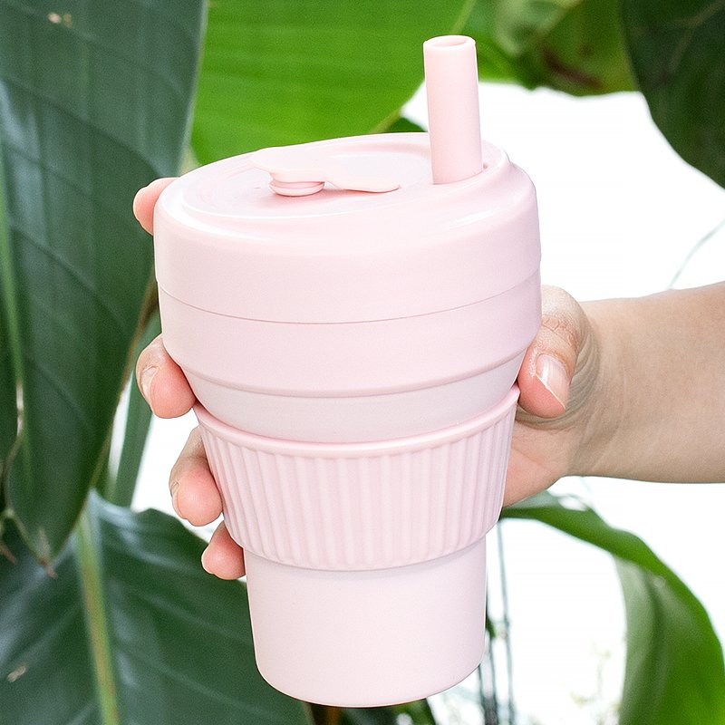 Customized Portable Foldable Collapsible Coffee Cup Silicone Coffee Mug Cup With Lids Travel Reusable Foldable Coffee Drink Cup