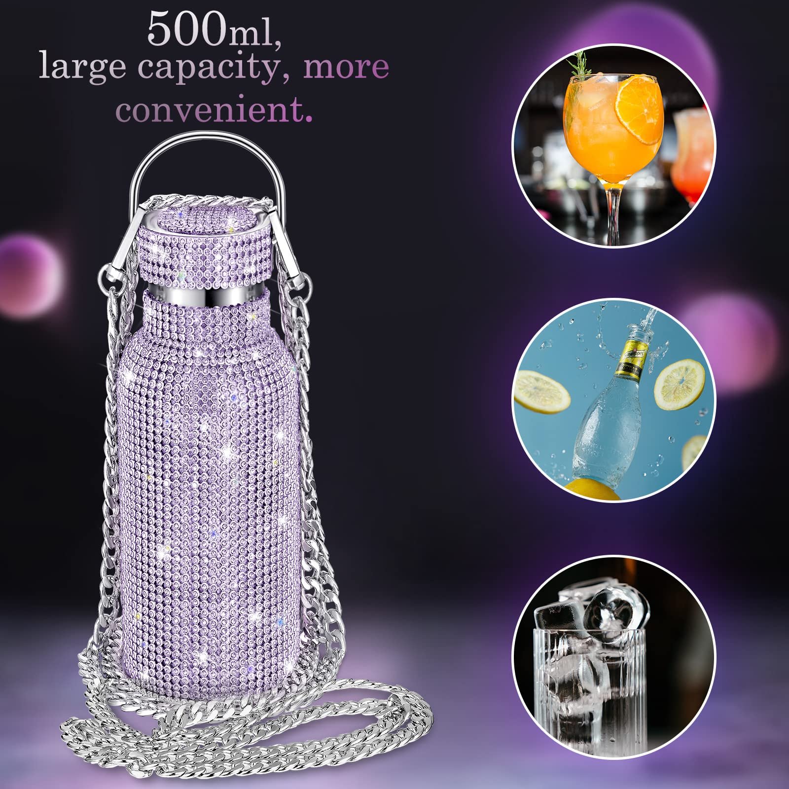wholesale diamond water bottle rhinestone stainless steel bling diamond vacuum flask