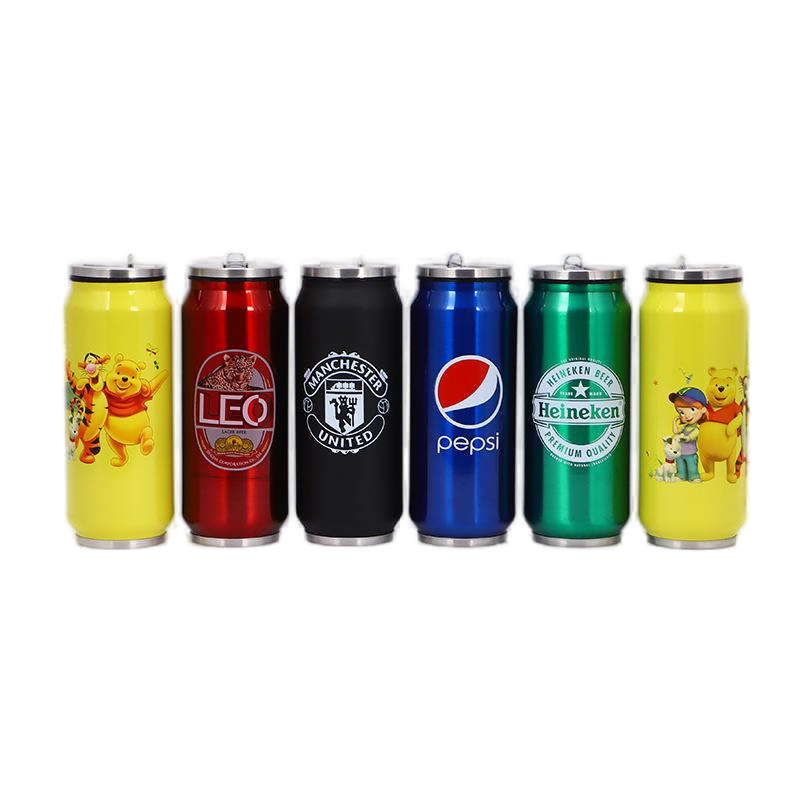 GZYSL 500ML Double Wall Stainless Steel Vacuum Flasks Blank White Sublimation Cola Cans Water Bottle Straight Cup Tumblers
