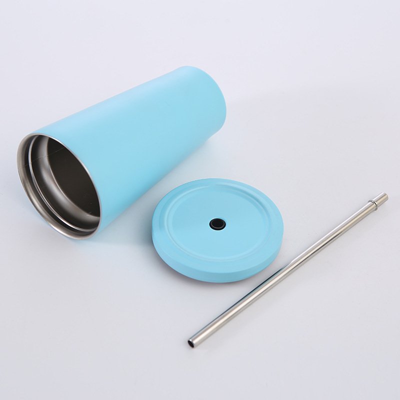 Popular 500ml cup wholesale Stainless Steel Mugs Vacuum Insulated Tumbler cups in bulk iced coffee mug with lid straws