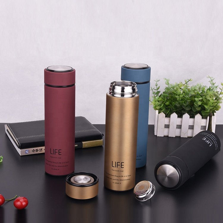 15oz/450ml Soft Touch Thermos with Infuser Double Wall Insulated Vacuum Tea Flask Stainless Steel Custom Water Bottle Tea Flask