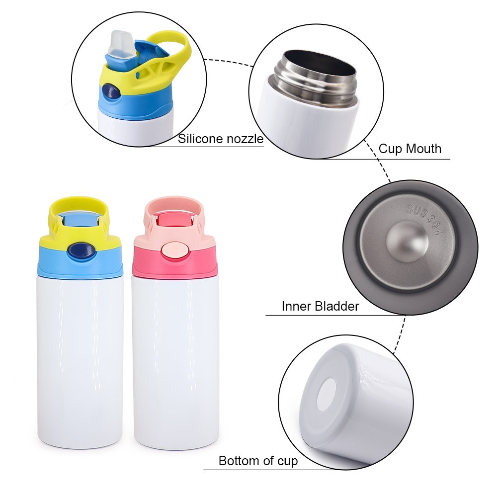 factory direct price white water bottle stainless steel 350ml for baby drinking bottle kids tumbler sublimation 12oz