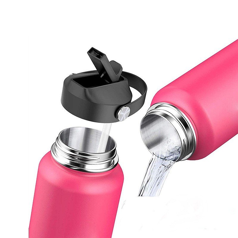 High Quality 18oz 22oz 32oz AluminumPromotional Vacuum Flasks With Straw Insulated Stainless-Steel Sport Water Bottle