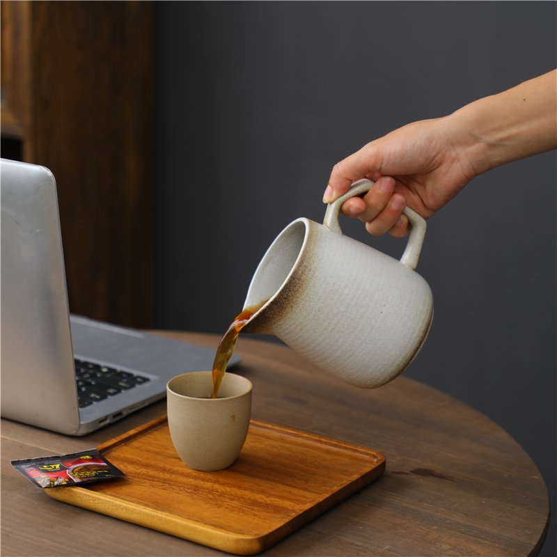 22oz large capacity ceramic coffee pot handmade filter reusable with separable pour over cone coffee dipper mug