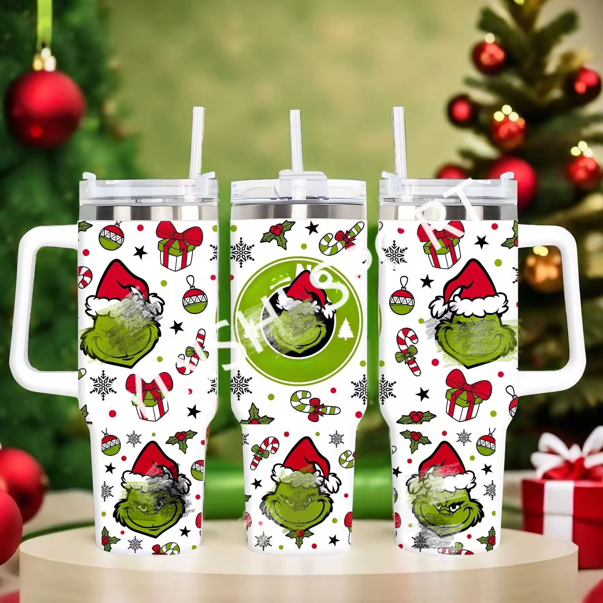 Christmas Cartoon 40 oz Kids Cups Sublimation Custom Insulated Leak Proof Water Bottle 40oz Tumbler With Handle and Straw