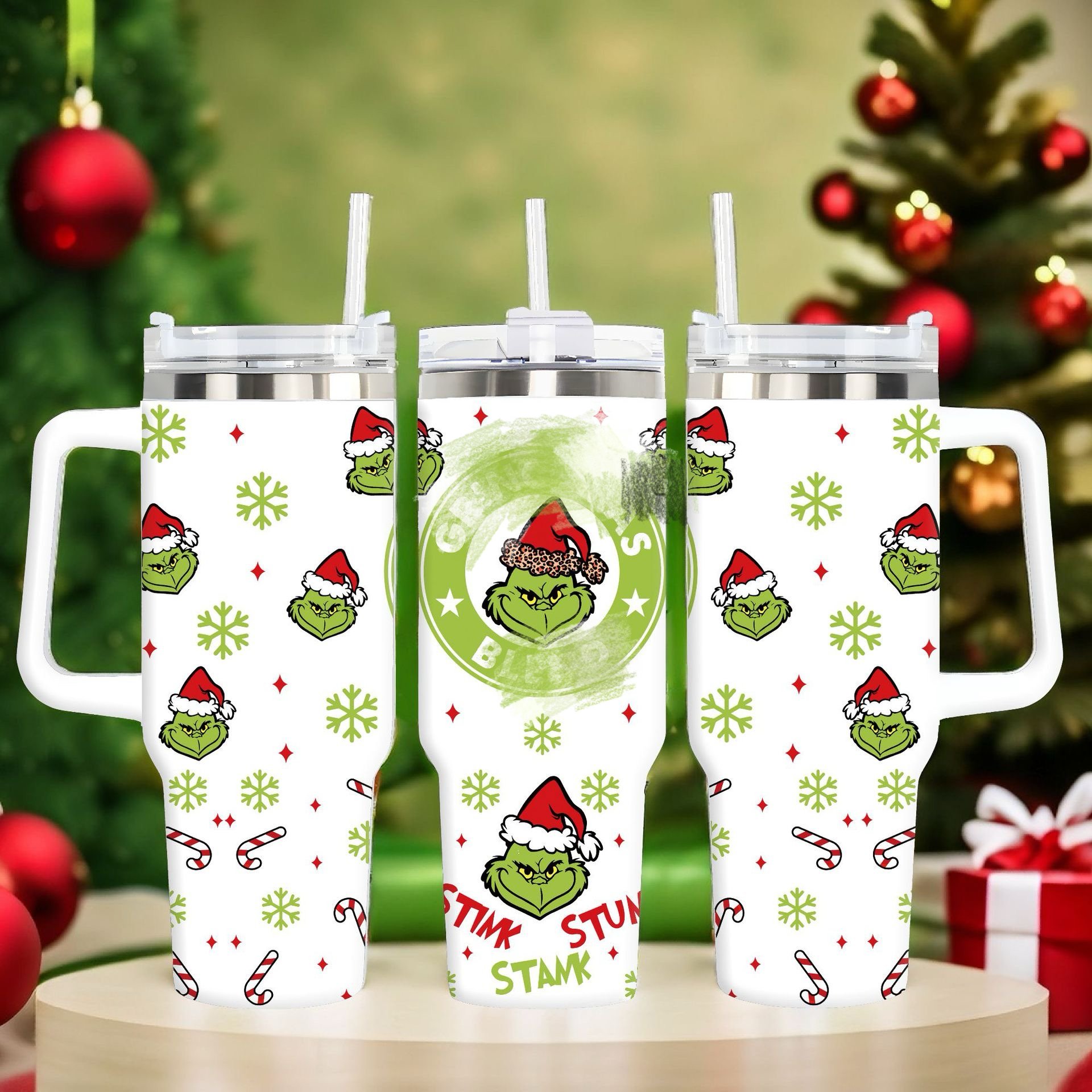Christmas Cartoon 40 oz Kids Cups Sublimation Custom Insulated Leak Proof Water Bottle 40oz Tumbler With Handle and Straw