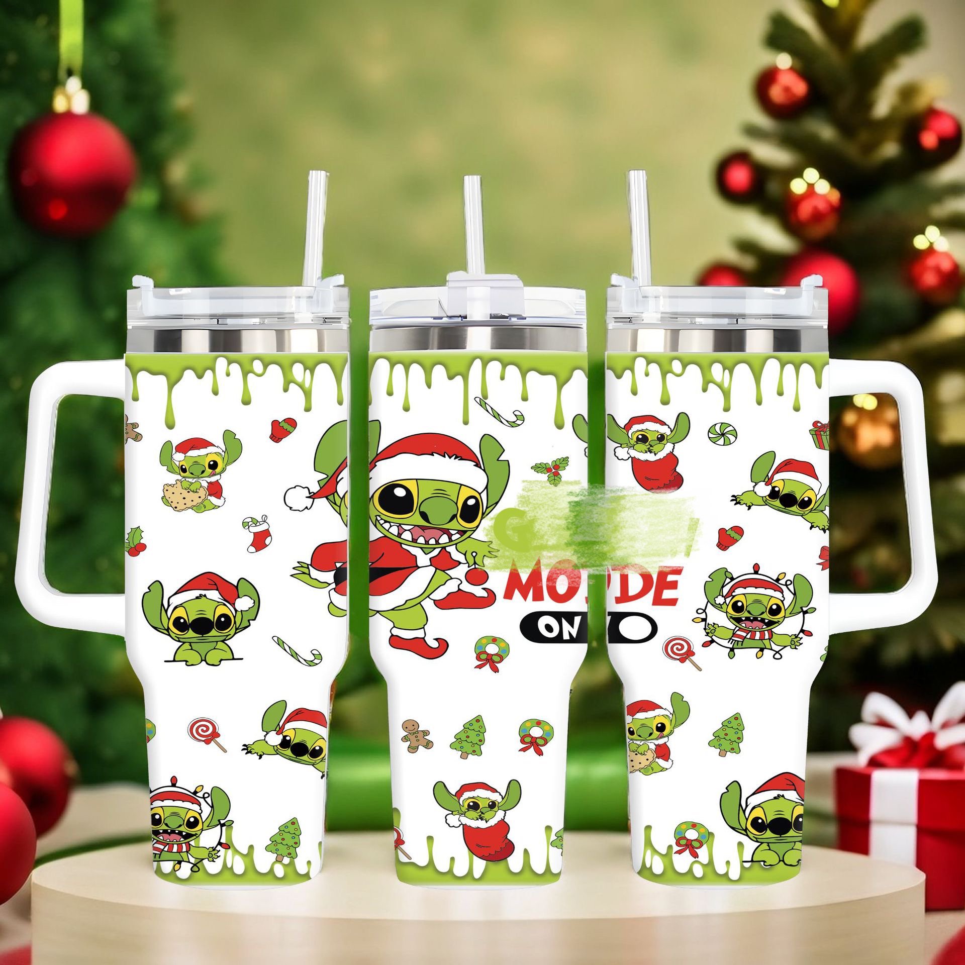 Christmas Cartoon 40 oz Kids Cups Sublimation Custom Insulated Leak Proof Water Bottle 40oz Tumbler With Handle and Straw