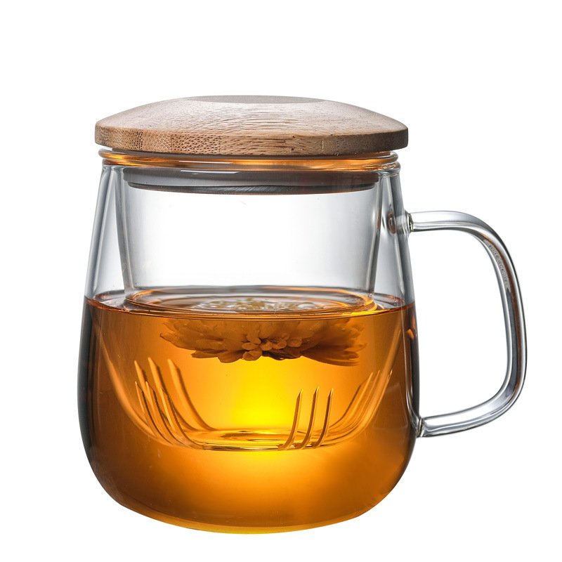 Office use/Commercial borosilicate transparent Tea water separation in stock glass coffee cup/mugs