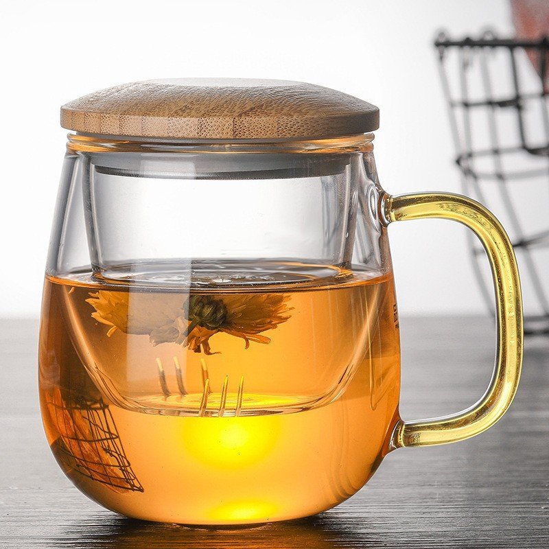 Office use/Commercial borosilicate transparent Tea water separation in stock glass coffee cup/mugs