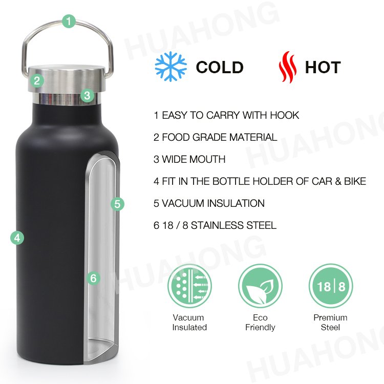 Factory Wholesale Eco Friendly 600ml Custom Eco Friendly Product 2023 Portable Vacuum Sport Bottles Vacuum Flask with Handgrip