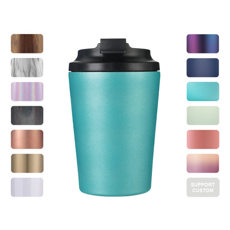 Double-Walled stainless steel 12oz reusable coffee cup with lid leak-proof recyclable 12 oz travel insulated coffee tumbler mugs