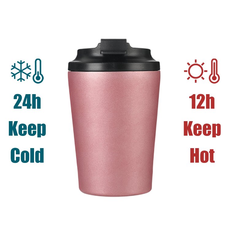 Double-Walled stainless steel 12oz reusable coffee cup with lid leak-proof recyclable 12 oz travel insulated coffee tumbler mugs