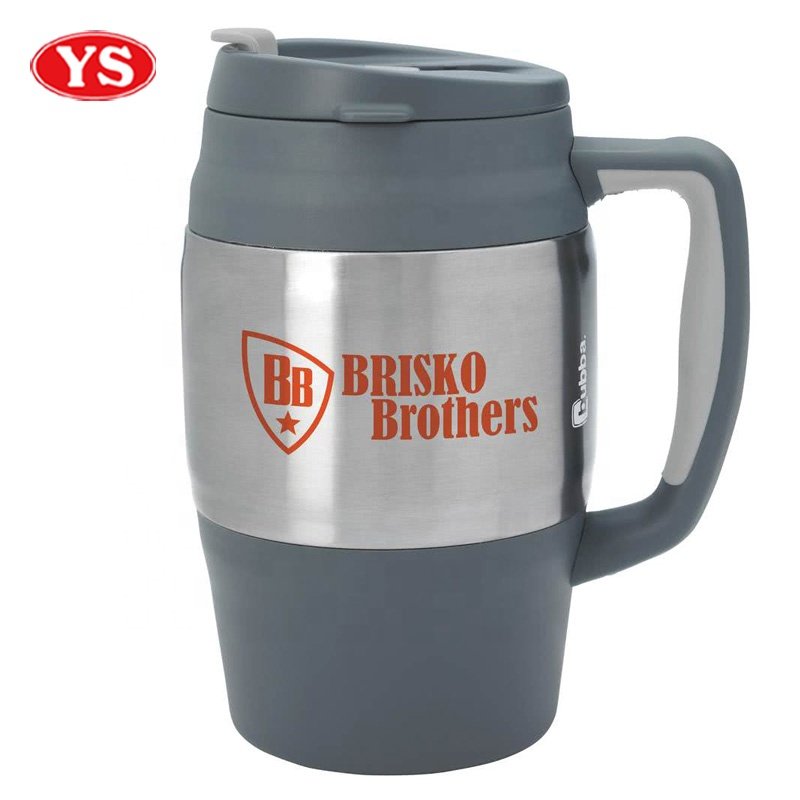 Customized Double Wall Plastic 34 oz. Bubble Coffee Mug with Handle