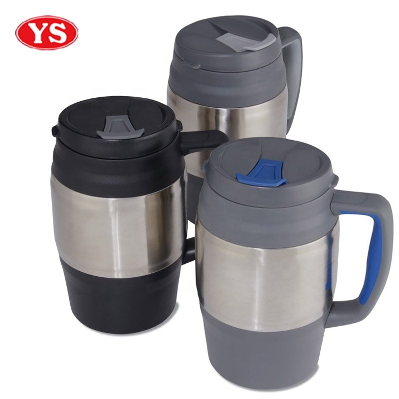 Customized Double Wall Plastic 34 oz. Bubble Coffee Mug with Handle