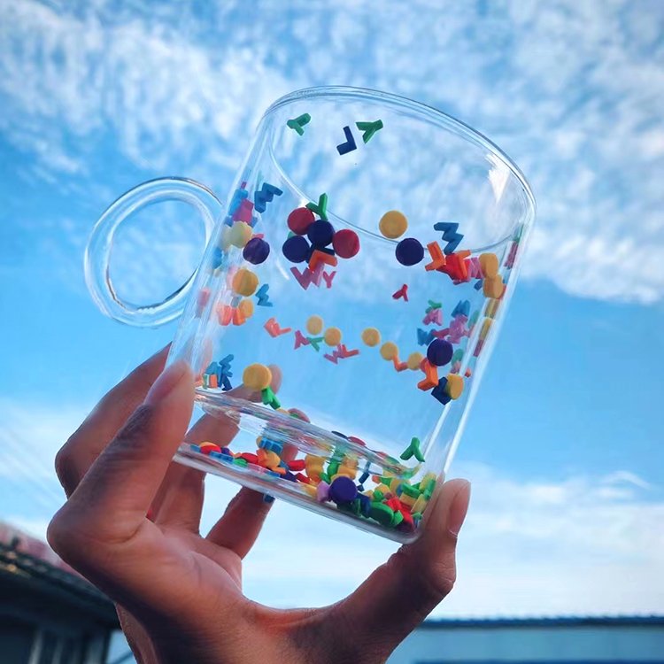 transparent double wall glass cup high borosilicate glass mug customization accept drinking mug