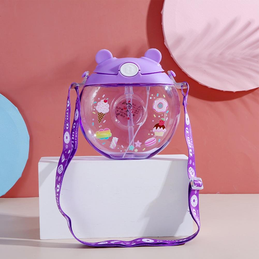Kids spray gun cup Straw water nottle Leak-proof BPA Free Silicone Creative Plastic Drink Water Bottles donut cup bottle