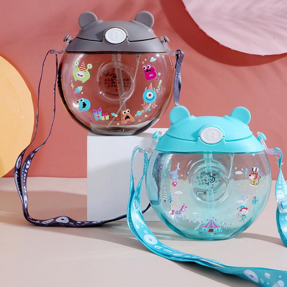 Kids spray gun cup Straw water nottle Leak-proof BPA Free Silicone Creative Plastic Drink Water Bottles donut cup bottle