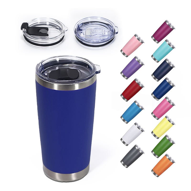 Popular 20oz Powder Coated Car Tumbler With Lid Double Wall Travel Coffee Mug Stainless Steel Vacuum Tumbler With Straw