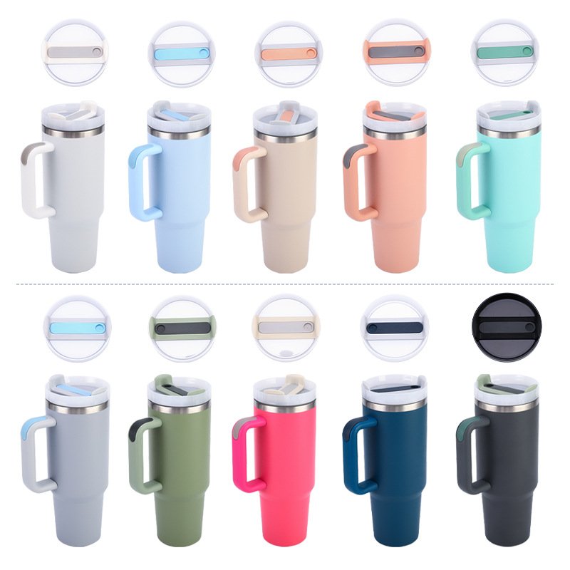Wholesale custom logo 40oz tumbler cup insulated coffee mugs stainless steel sublimation travel mug With Handle and straw lid